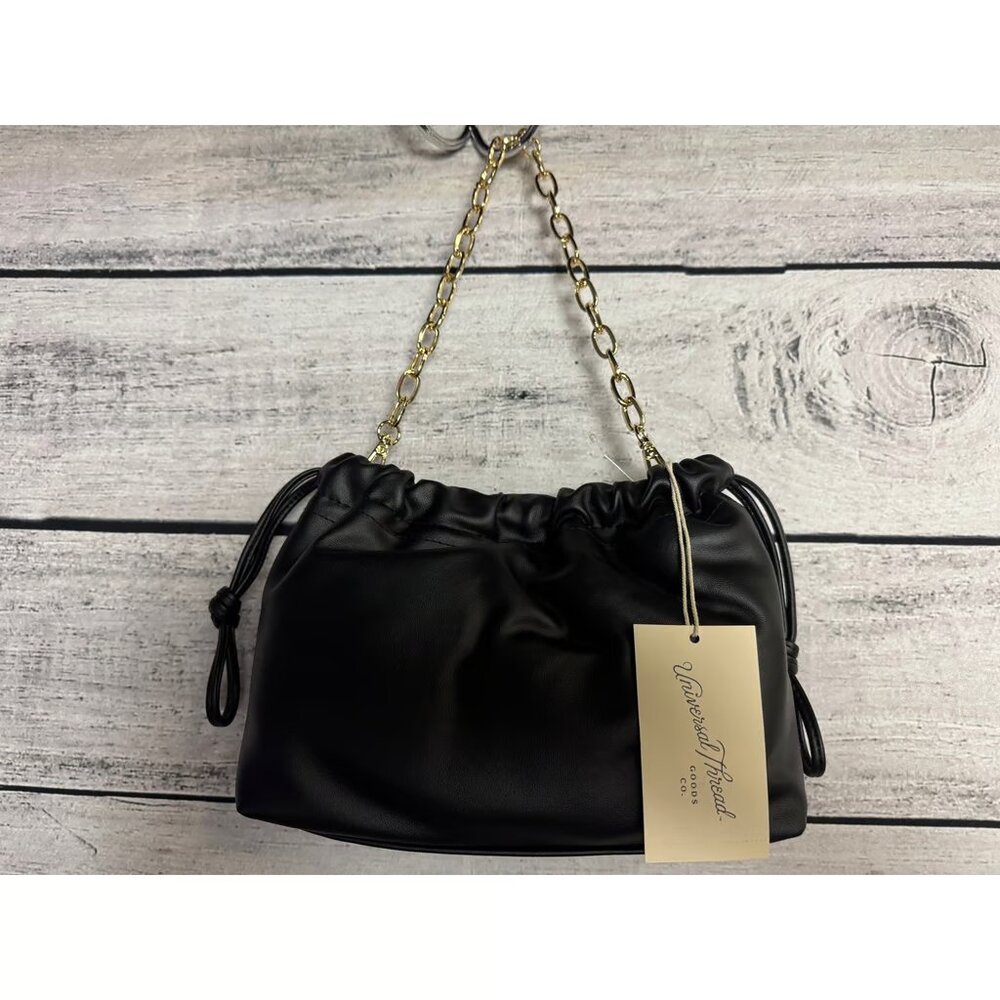 NWT Threshold Black Drawstring Clutch Top Handle Bag